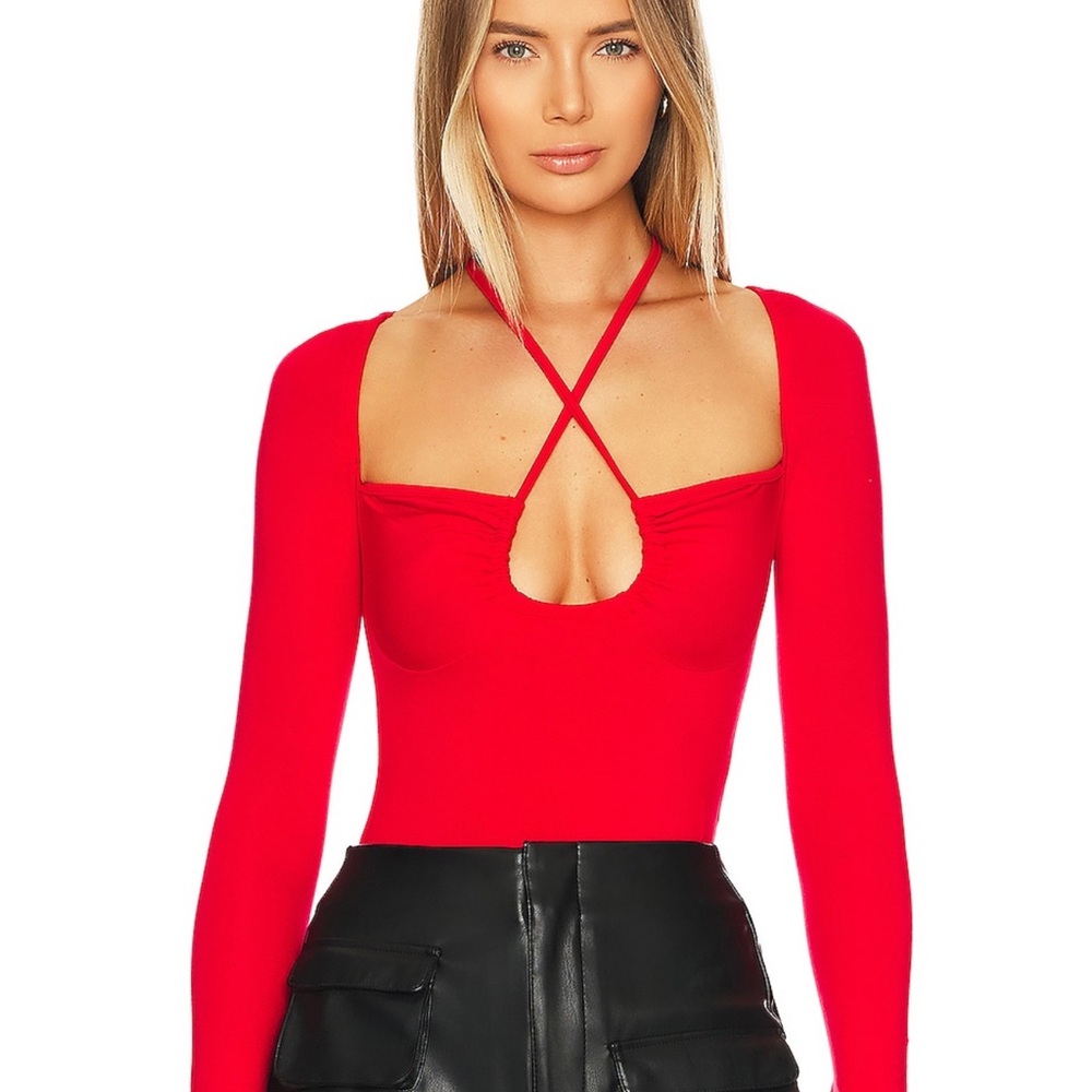 Red Long Sleeve Bodysuit - Picture 2 of 4